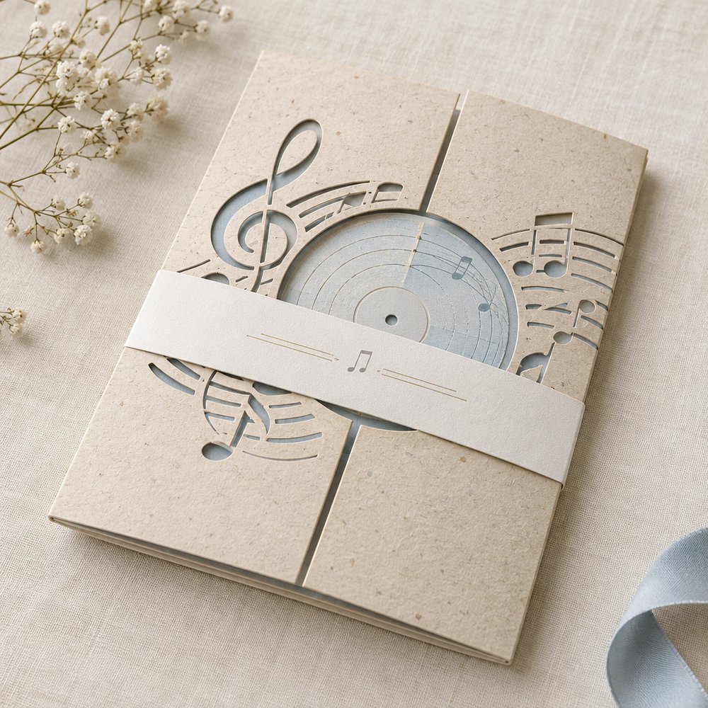 Partecipazione carta Eco a Tema Musicale – dettaglio – Papier Elité L'Aquila