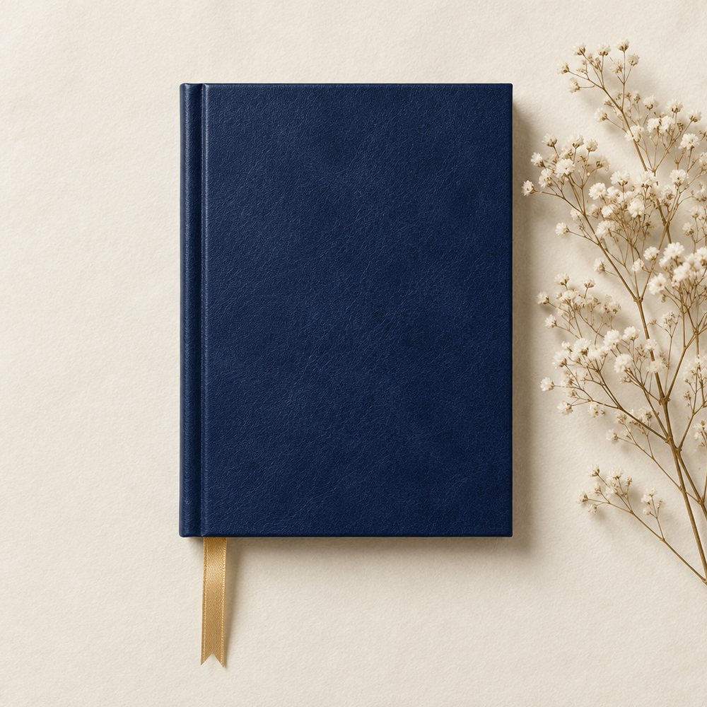 Tesi di laurea in similpelle indaco con segnalibro oro – Papier Elité